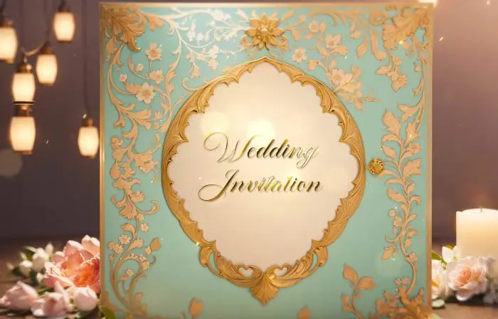 Elegant 3D Golden Wedding Invitation Slideshow